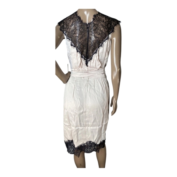 By Anthropologie Sleeveless V-Neck Lace Wrap Midi Dress Blush Pink Sz Small - Picture 6 of 11